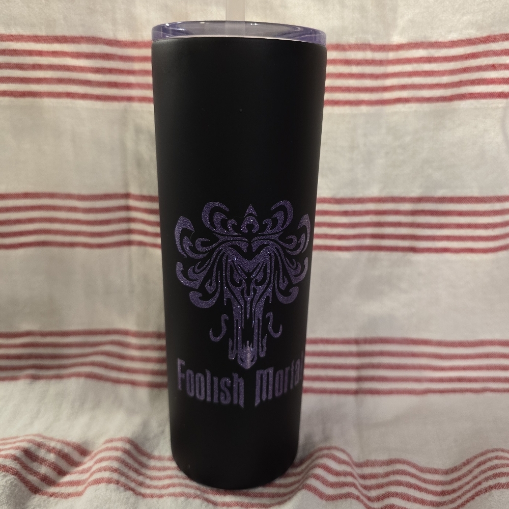 Black Tumbler with Purple Design